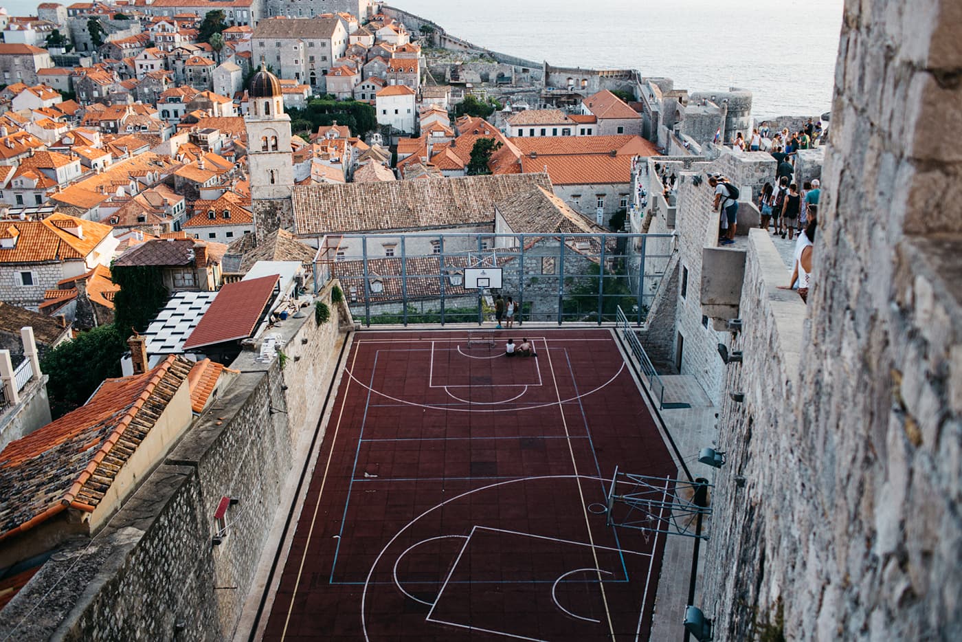 hidden basketball court view from city walls