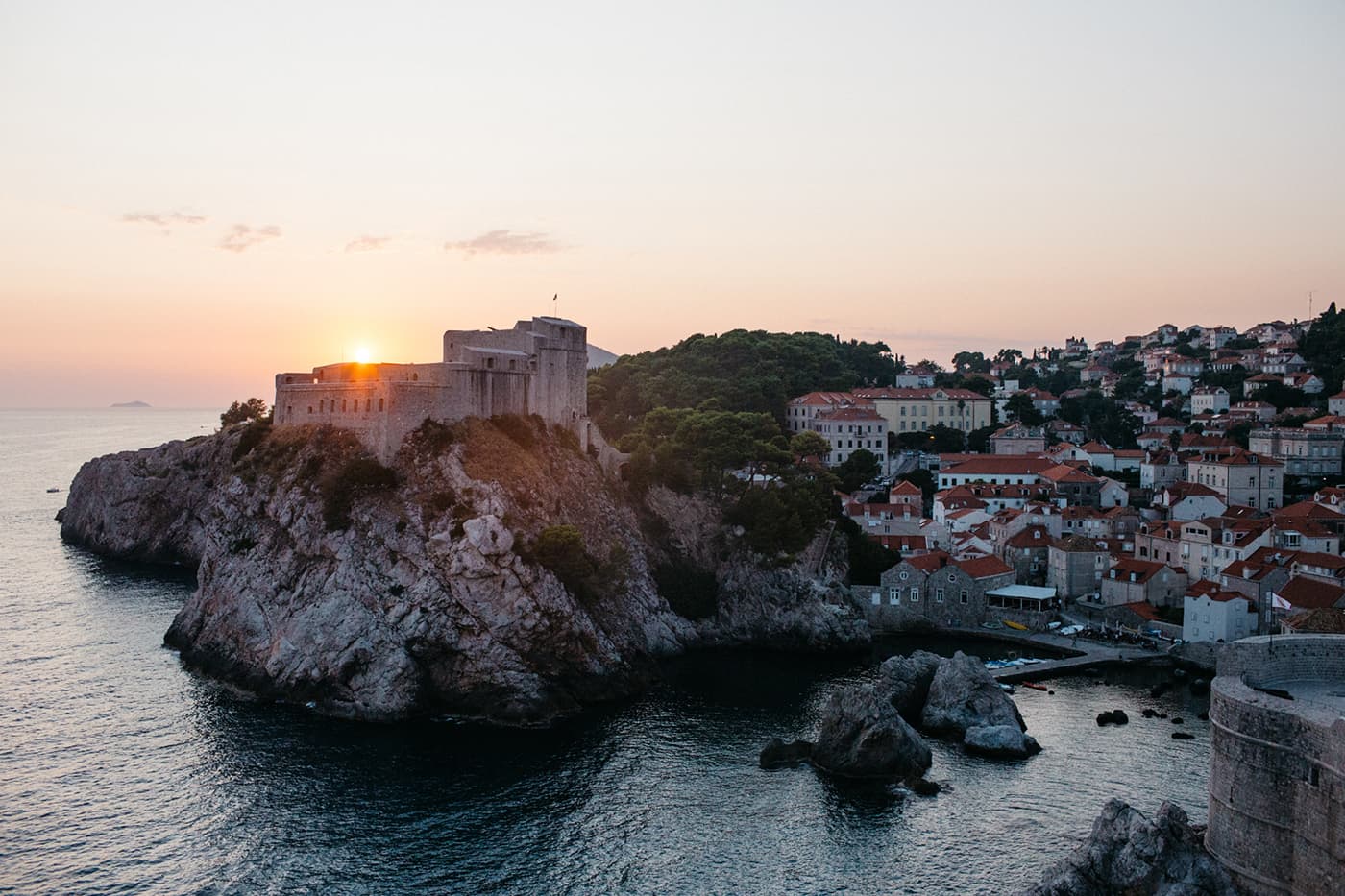 sunset over fortress from city walls